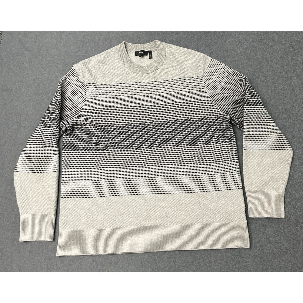 THEORY Mens Burton Crewneck Sweater Grey Multi Size XL Wool And Cashmere